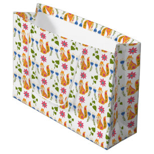Grand Sac Cadeau Motif floral rusé assez en pastel