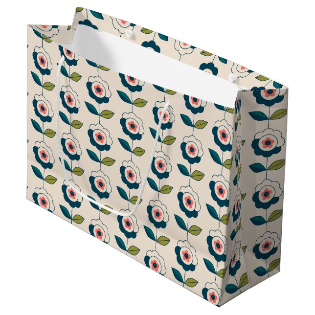 Grand Sac Cadeau Motif Fun Jardin Retro (Devant Angle)