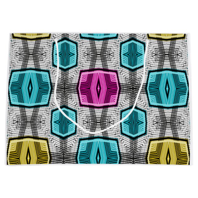 Grand Sac Cadeau Motif géométrique 60 rétro (Devant)