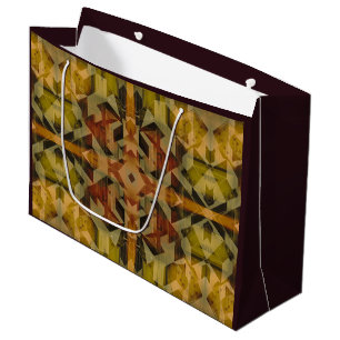 Grand Sac Cadeau Motif géométrique brun abstrait