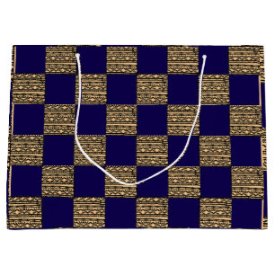 Grand Sac Cadeau Motif géométrique damier moderne