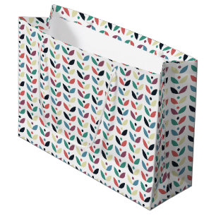 Grand Sac Cadeau Motif géométrique floral d'art populaire