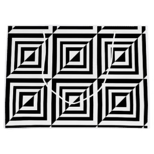 Grand Sac Cadeau Motif géométrique noir et blanc