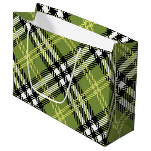 Grand Sac Cadeau Motif irlandais vert de plaid