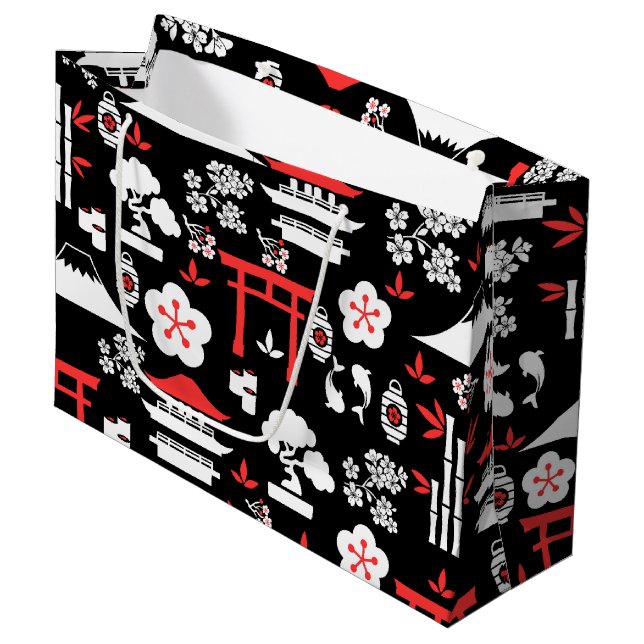 Grand Sac Cadeau Motif japonais (Devant Angle)