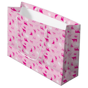 Grand Sac Cadeau Motif Longhorns à motifs roses