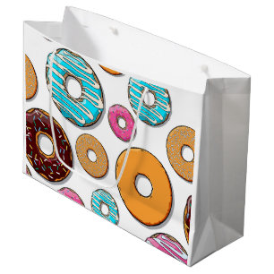Grand Sac Cadeau Motif lunatique de beignet lumineux