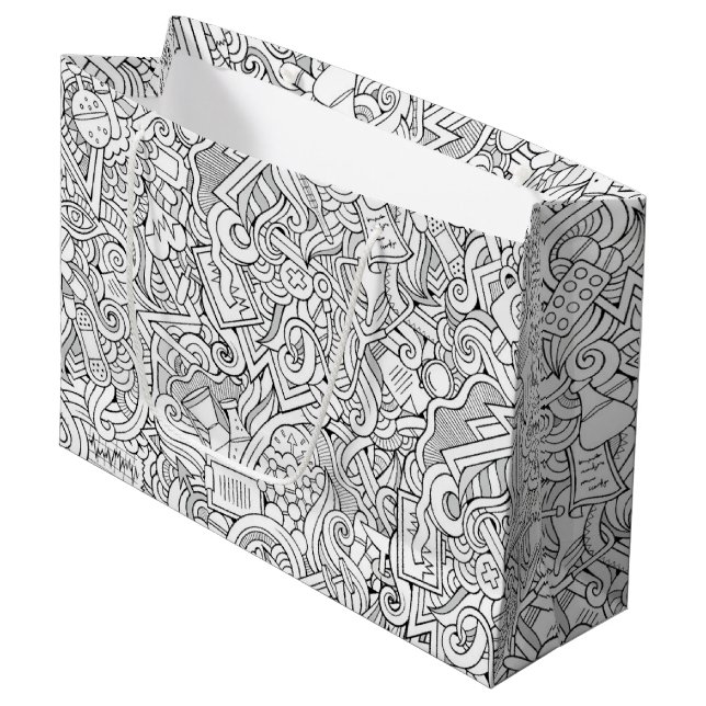 Grand Sac Cadeau Motif Médicale de B&W (Devant Angle)
