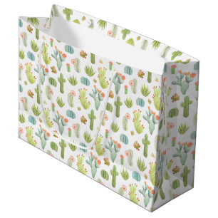 Grand Sac Cadeau Motif mignon de position de cactus