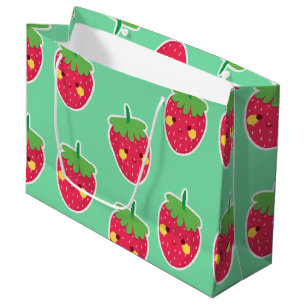 Grand Sac Cadeau Motif mignon lunatique de caractère de fraises