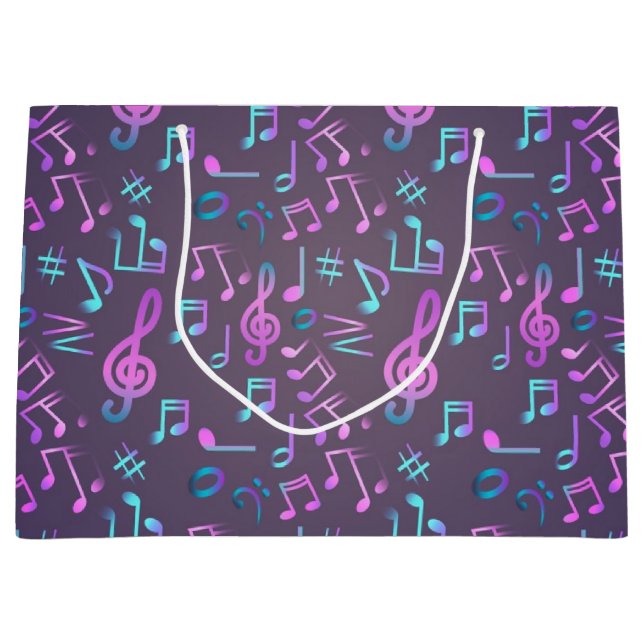 Grand Sac Cadeau Motif musical (Devant)