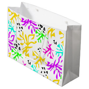 Grand Sac Cadeau motif néon multicolore Abstrait
