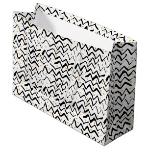 Grand Sac Cadeau Motif noir de courses et de points de brosse