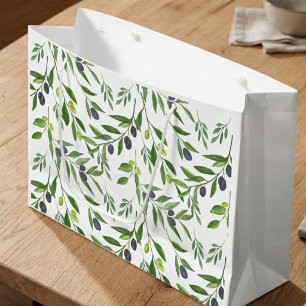 Grand Sac Cadeau Motif olive de campagne française