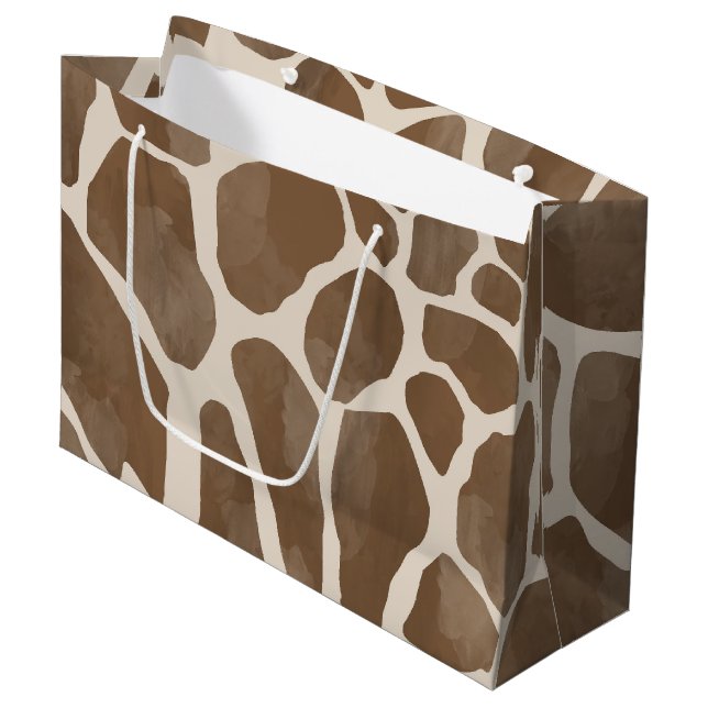 Grand Sac Cadeau Motif Poster de animal de Giraffe d'aquarelle (Devant Angle)