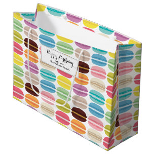 Grand Sac Cadeau Motif Rainbow Macarons personnalisé