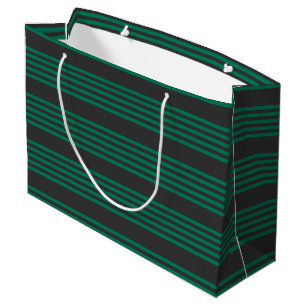 Grand Sac Cadeau Motif rayé de la forêt verte et du charbon de bois