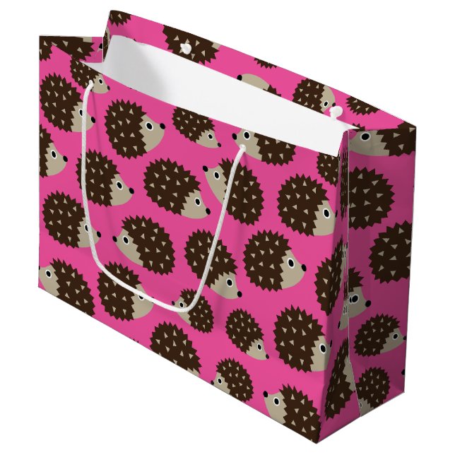 Grand Sac Cadeau motif sans soudure des hérissons (version 5) (Devant Angle)