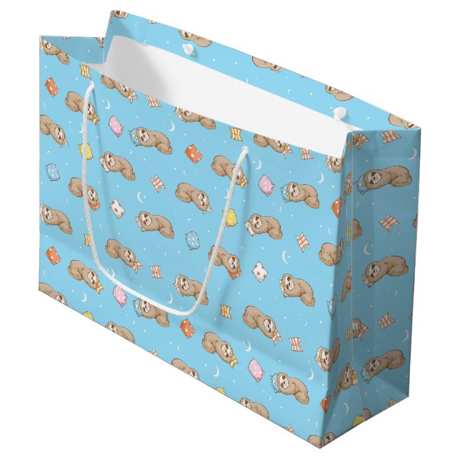 Grand Sac Cadeau Motif somnolent de paresse de temps (Devant Angle)