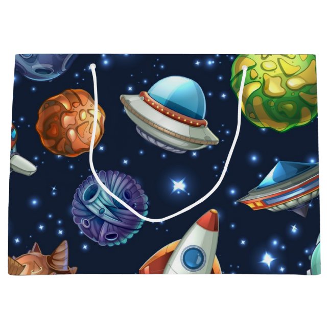 Grand Sac Cadeau Motif spatial (Devant)