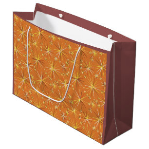 Grand Sac Cadeau Motif Spoutnik du milieu du siècle, Terracotta