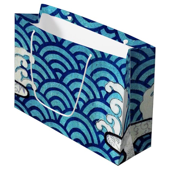 Grand Sac Cadeau Motif traditionnel japonais (Devant Angle)
