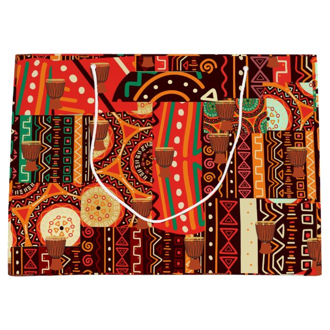 Grand Sac Cadeau Motif tribal Afrocentrique Kente (Devant)