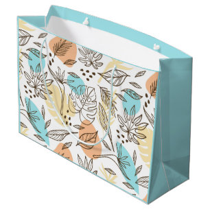 Grand Sac Cadeau Motif tropical d'été dessiné à la main