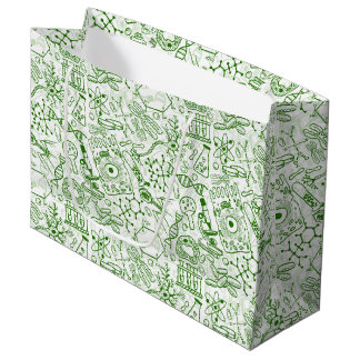 Grand Sac Cadeau Motif vert de biologie