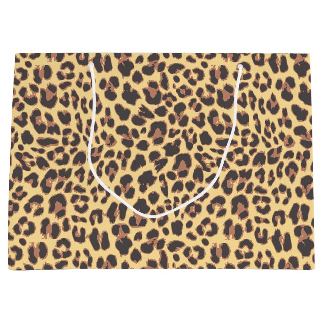 Grand Sac Cadeau Motifs de peau d'animal d'empreinte de léopard (Devant)