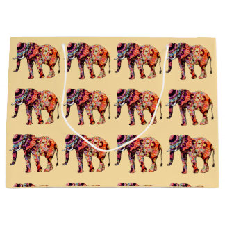 Grand Sac Cadeau Motifs traditionnels chinois d'éléphant