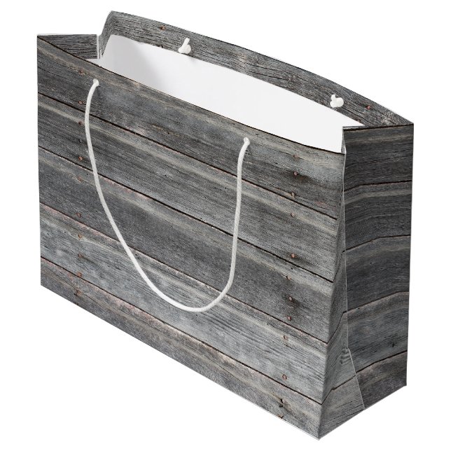 Grand Sac Cadeau Mur en bois (patiné) Temps-Usé (Dos Angle)