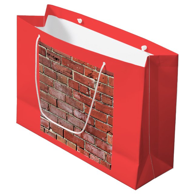 Grand Sac Cadeau Mur en brique Gritty Chalky (Devant Angle)
