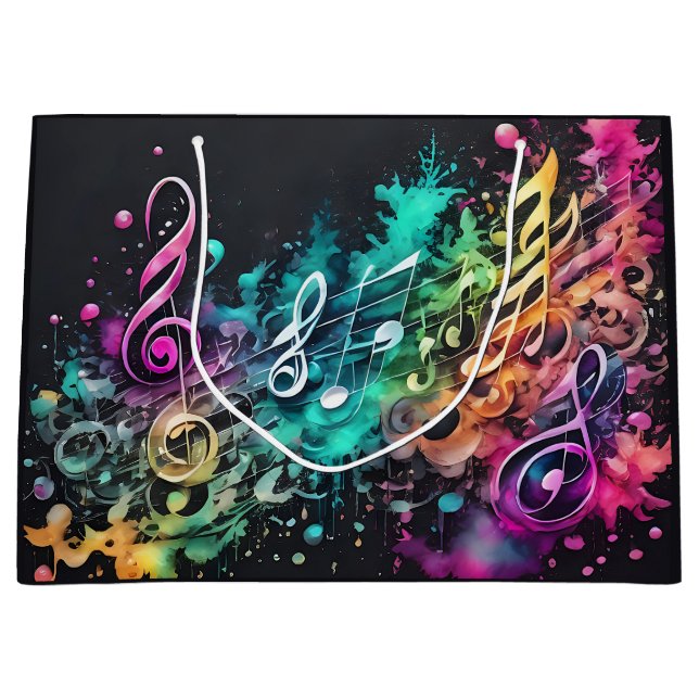 Grand Sac Cadeau musique graffiti (Devant)
