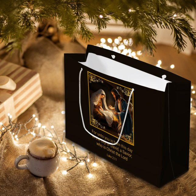 Grand Sac Cadeau Nativité de Noël Sainte Famille Religieuse (Créateur téléchargé)