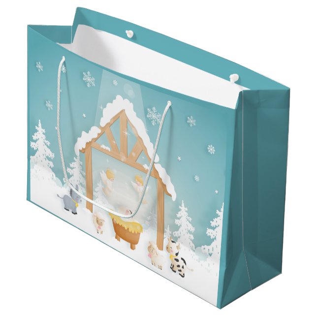 Grand Sac Cadeau Nativité Noël (Devant Angle)