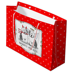 Grand Sac Cadeau Naughty & Nice Old English Sheepdogs (Grey 1)
