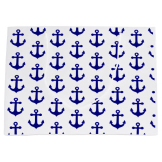 Grand Sac Cadeau Navy blue nautical anchor 