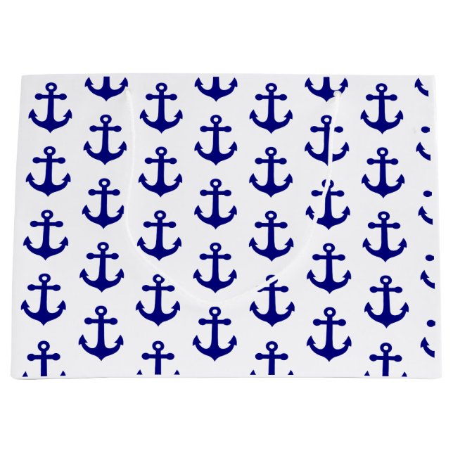 Grand Sac Cadeau Navy blue nautical anchor  (Devant)