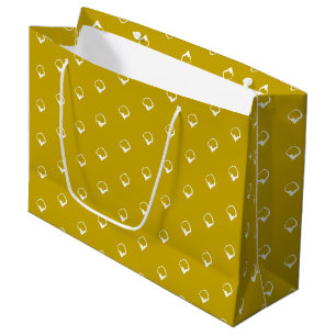 Grand Sac Cadeau Neige - White Snowflakes moutarde cadeau jaune