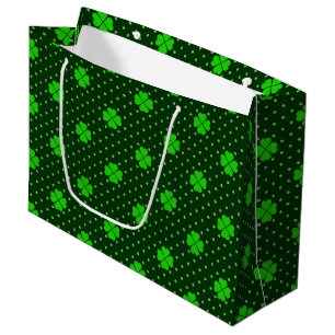 Grand Sac Cadeau NEON GREEN CELTIC IRLANDAIS SHAMROCKS et POIS