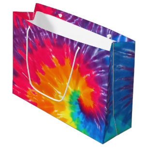 Grand Sac Cadeau Neon Rainbow Retro Tie Dye Design