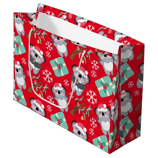 Grand Sac Cadeau Noël à Cute Koala (Devant Angle)