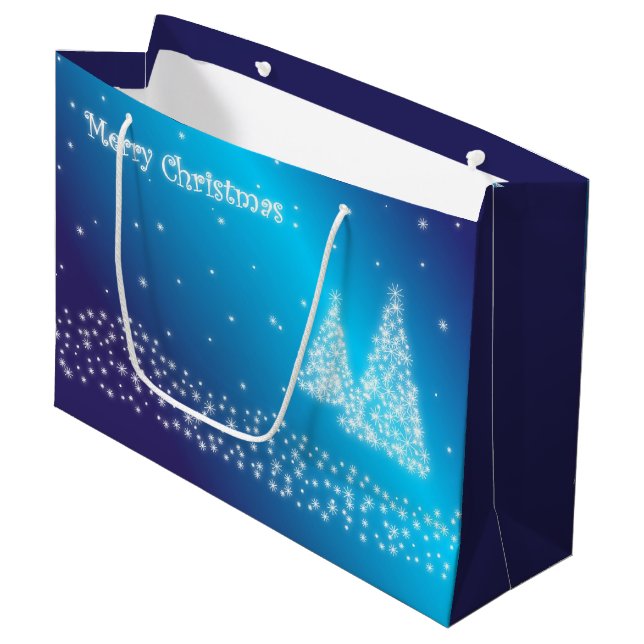 Grand Sac Cadeau Noël bleu (Devant Angle)