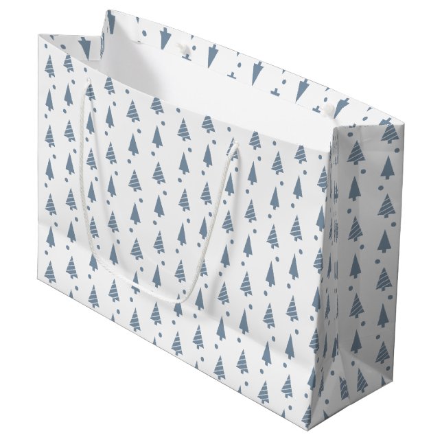 Grand sac cadeau - Noël bleu (Devant Angle)
