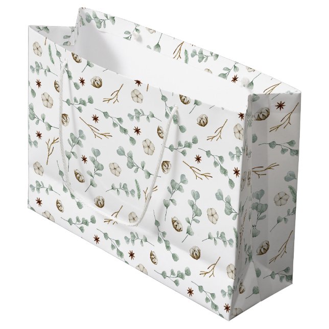 Grand Sac Cadeau Noël botanique moderne (Devant Angle)