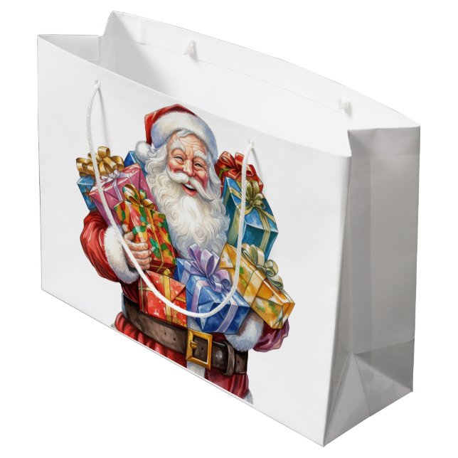 Grand Sac Cadeau Noël classique de Jolly Santa Claus (Dos Angle)