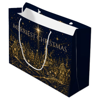 Grand Sac Cadeau Noël dans les Étoiles | Village de Noël