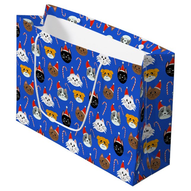 Grand Sac Cadeau Noël de chat mignon (Devant Angle)