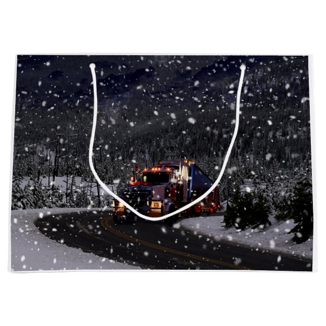 Grand Sac Cadeau Noël de chauffeur de camion (Devant)